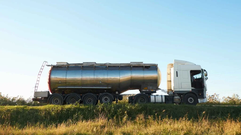 a large truck with a large tank on the side